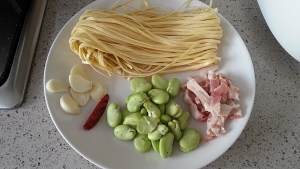 食补佳品蚕豆培根意大利面的做法