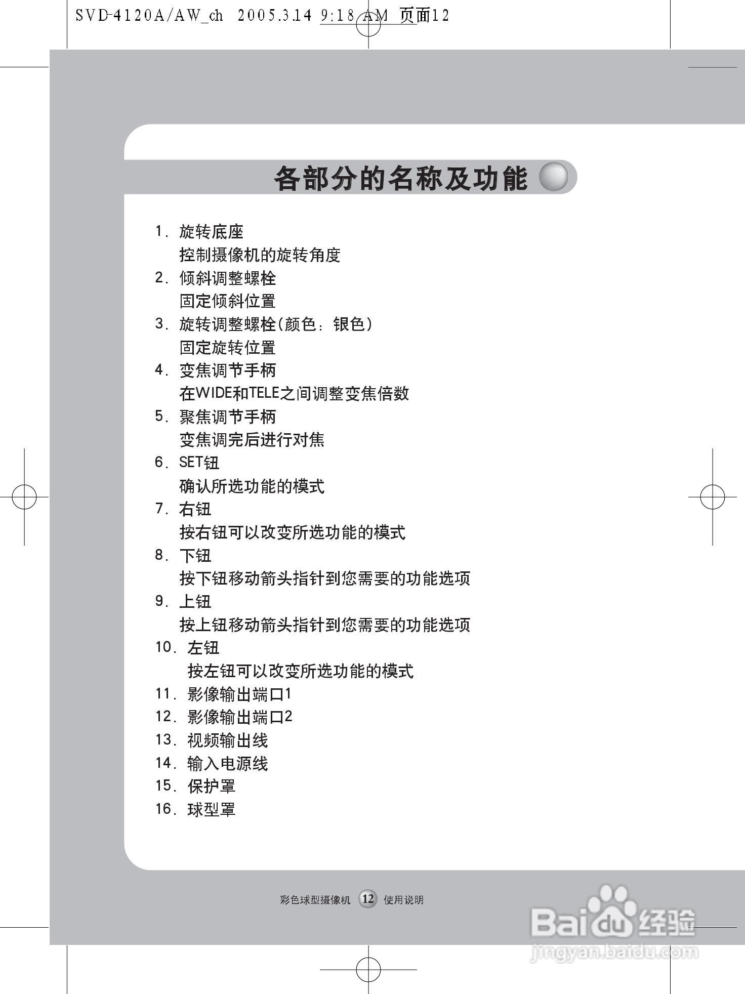 三星防暴彩色球型摄像机SVD-4120AW使用说明书:[2]