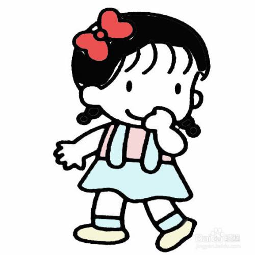 偷笑的小女孩的画法