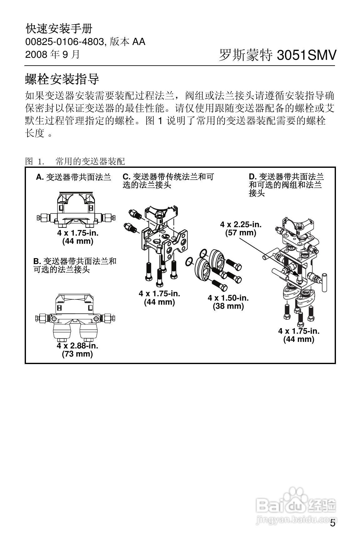 罗斯蒙特 3051SF系列多参数压力变送器快速安装手册:[1]