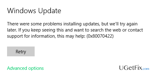 如何解决在Windows 10上更新错误0x80070422？