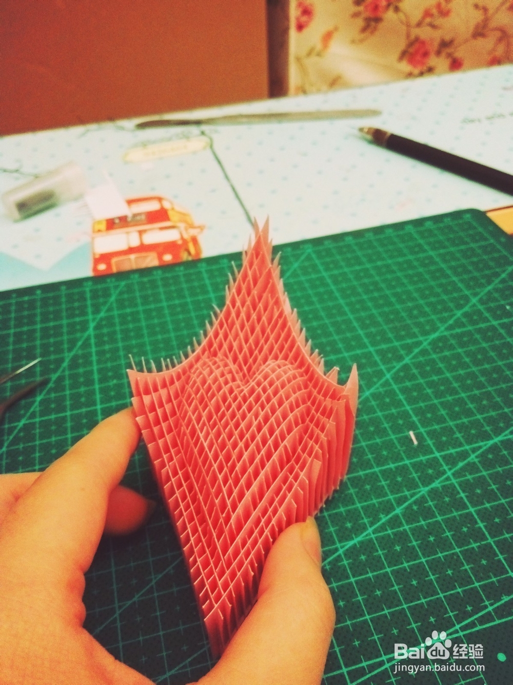 手工DIY纸雕 3D立体爱心