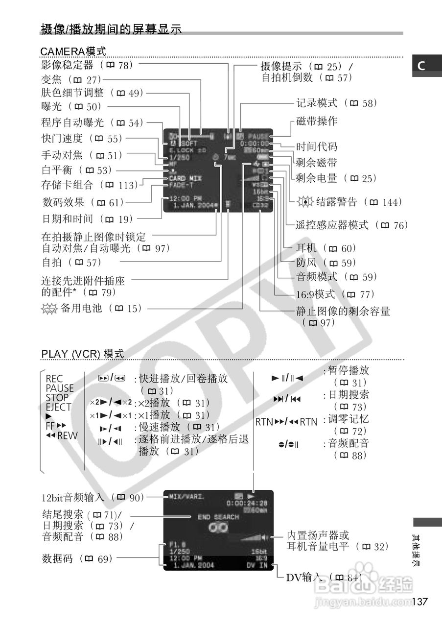 佳能MVX250i数码摄像机使用说明书:[14]