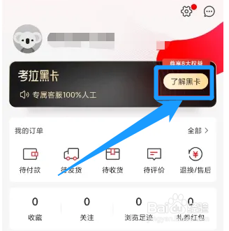 如何在考拉海购中开通考拉黑卡
