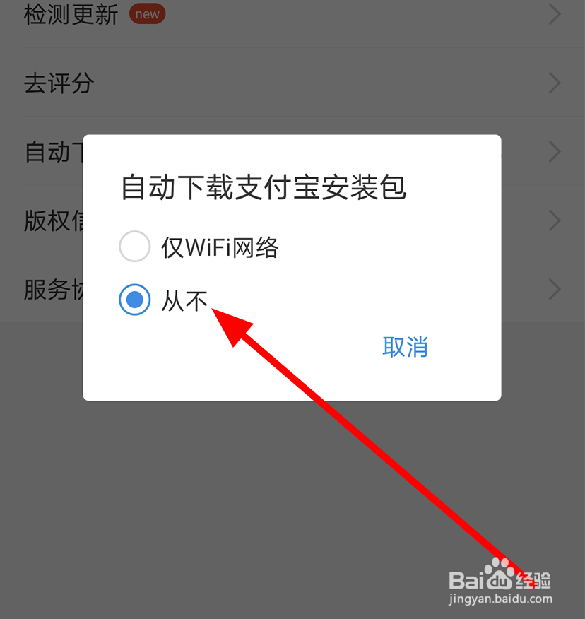 支付宝中怎么关闭自动下载支付宝安装包