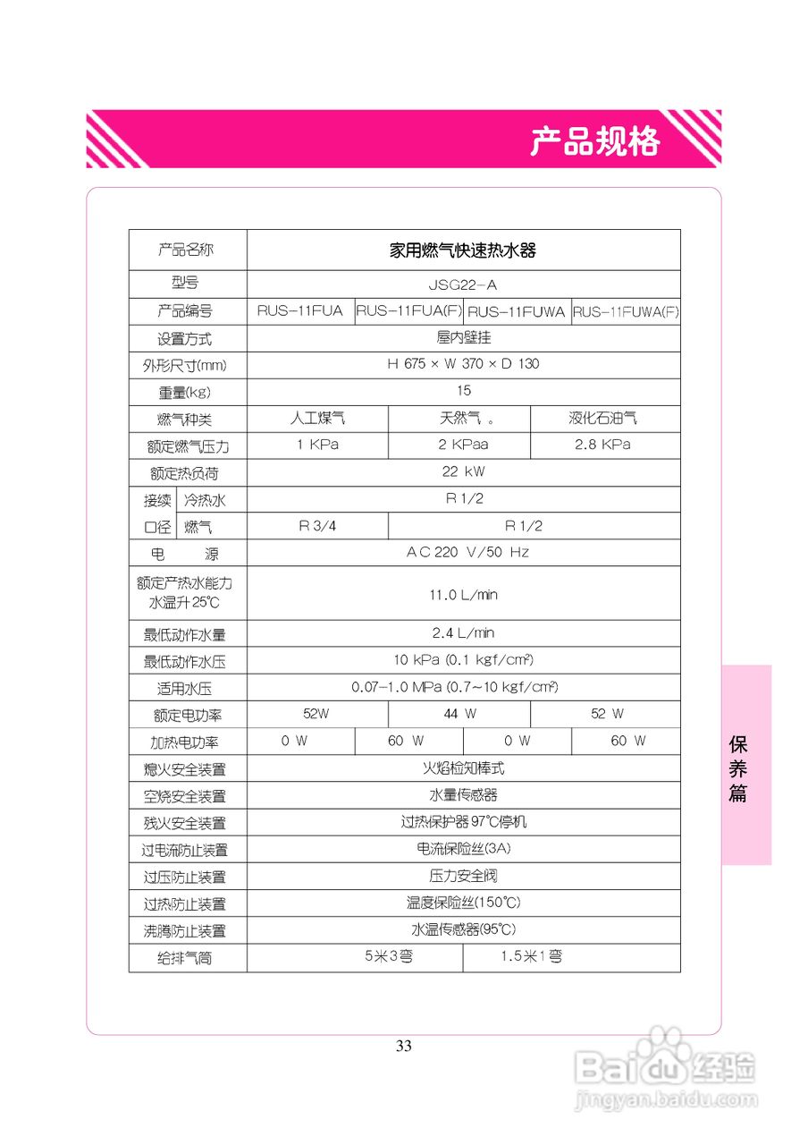 林内热水器JSG22-A型使用说明书:[4]