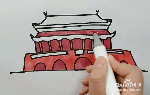 天安门的颜色怎么画