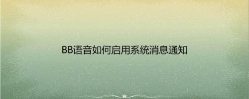BB语音如何启用系统消息通知