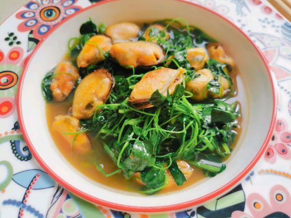 上汤贻贝金花菜