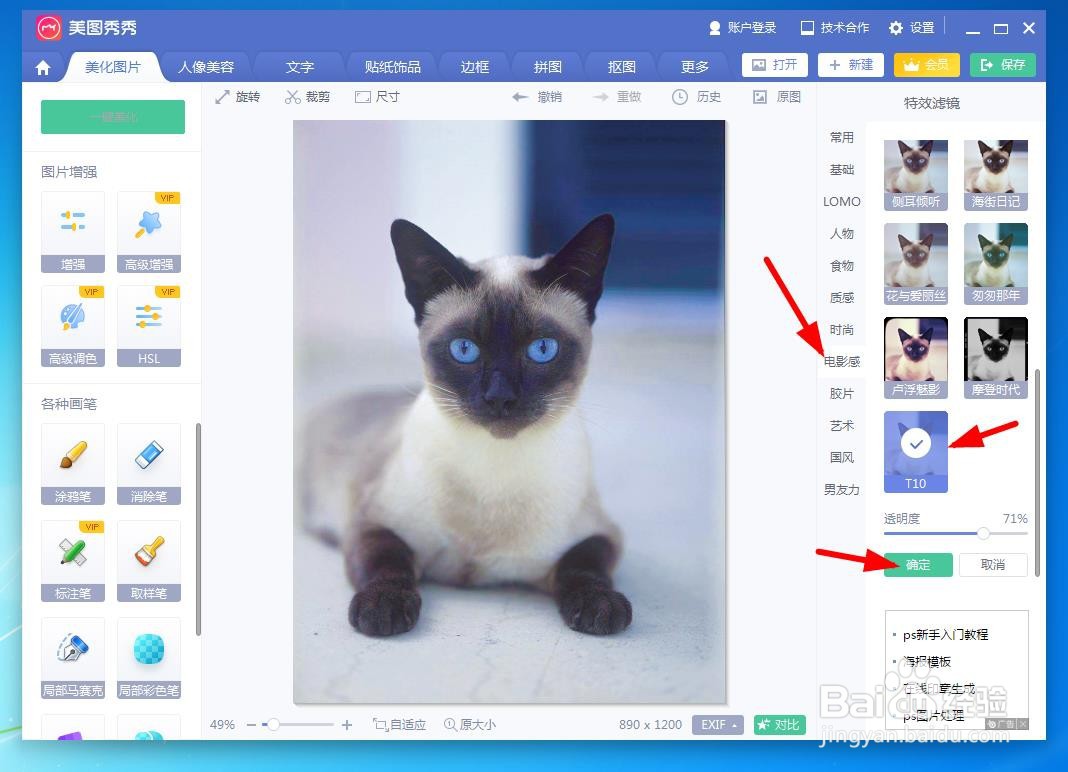 教你用美图秀秀把暹逻猫做成明信片背景图