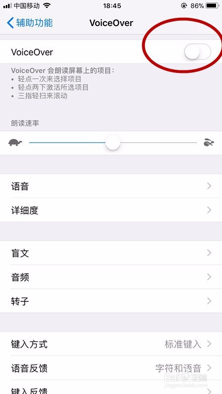 iphone旁白怎么取消