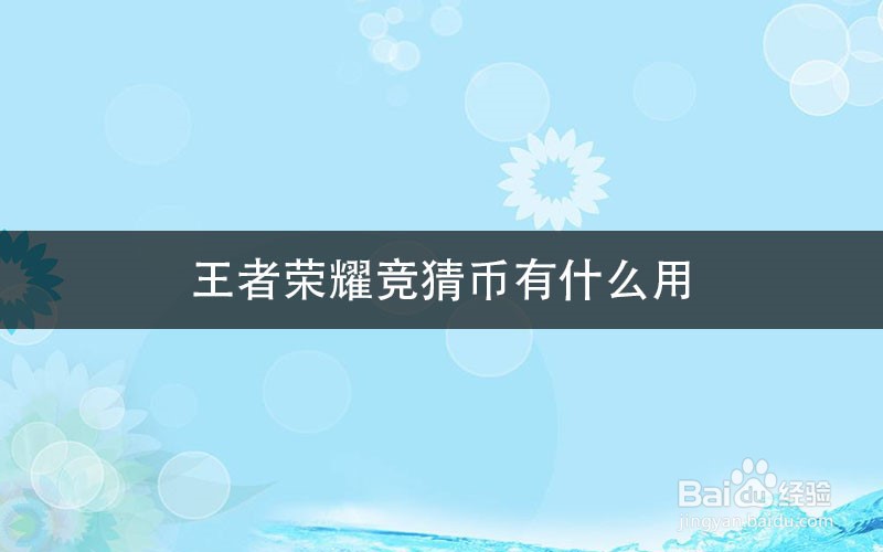 王者荣耀竞猜币有什么用