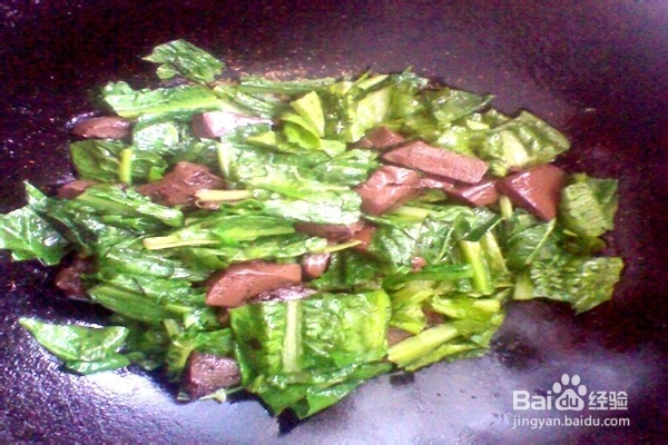 莴苣叶炒猪血------营养美味