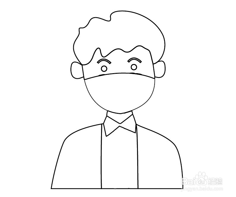 抗击疫情戴口罩简笔画
