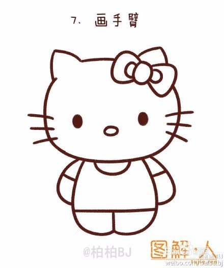 hello kitty凱蒂貓簡筆畫圖解教程