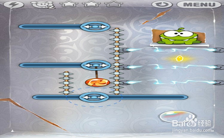 手机游戏割绳子level3-22三星攻略