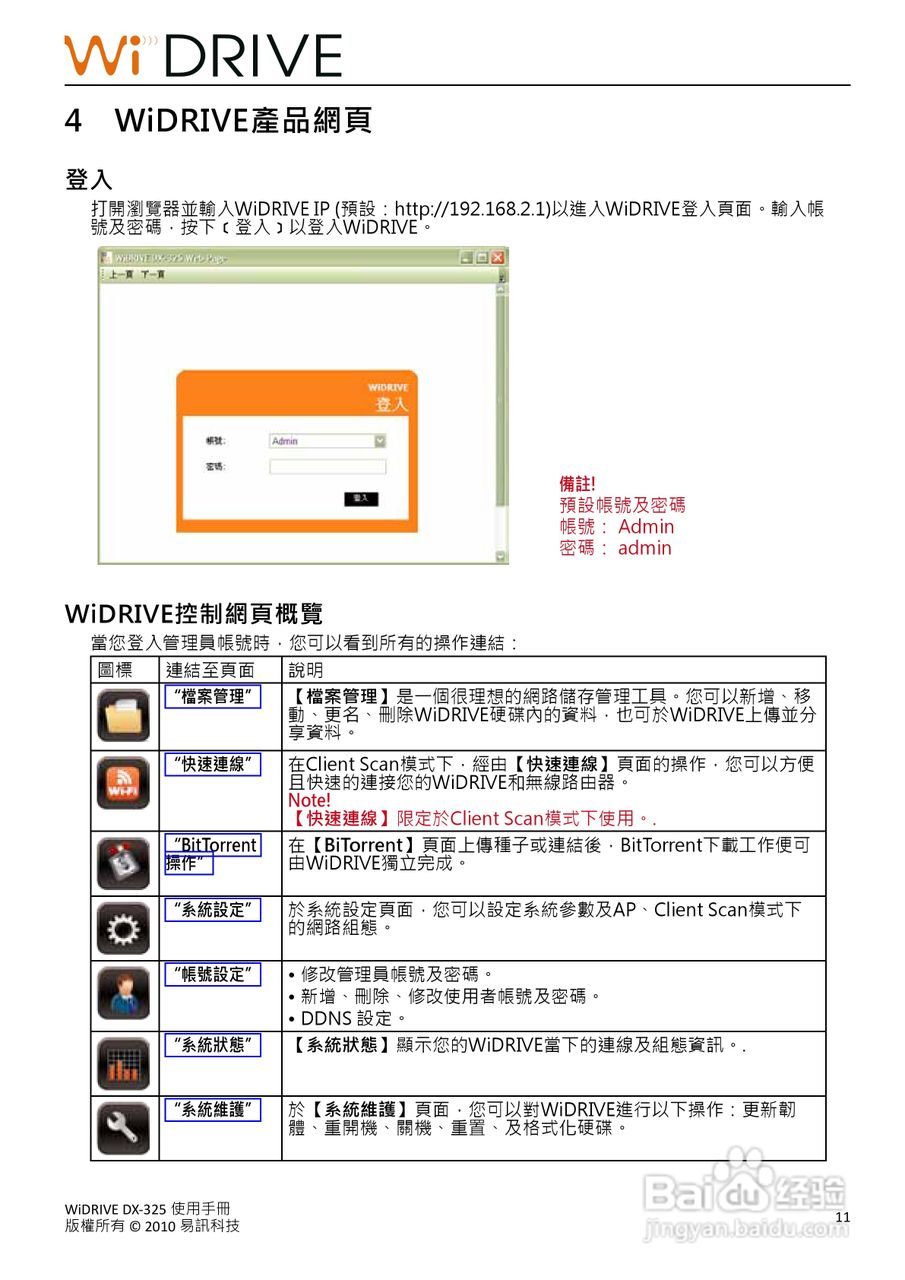 WiDRIVE DX-325 802.11n无线多功能储存路由器使用手册:[2]