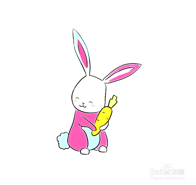 如何手工画怀抱萝卜的兔子简笔画？