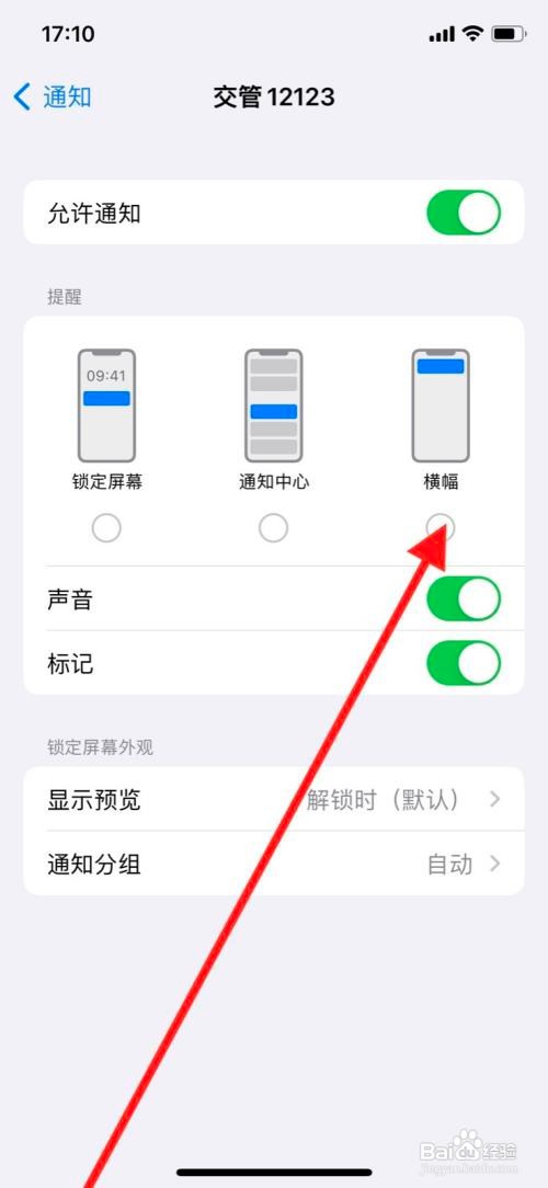 苹果手机横幅如何允许交管12123信息通知？