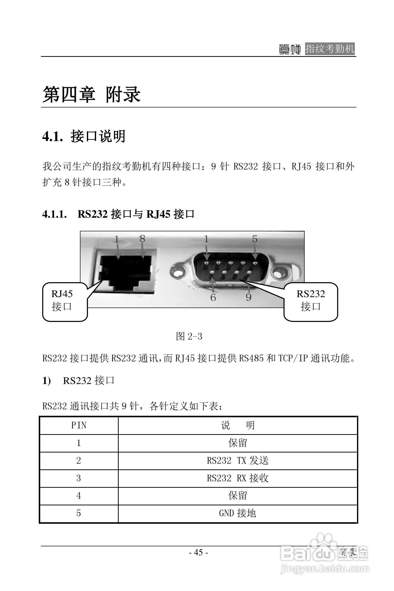 真地指纹考勤机硬件说明书:[5]