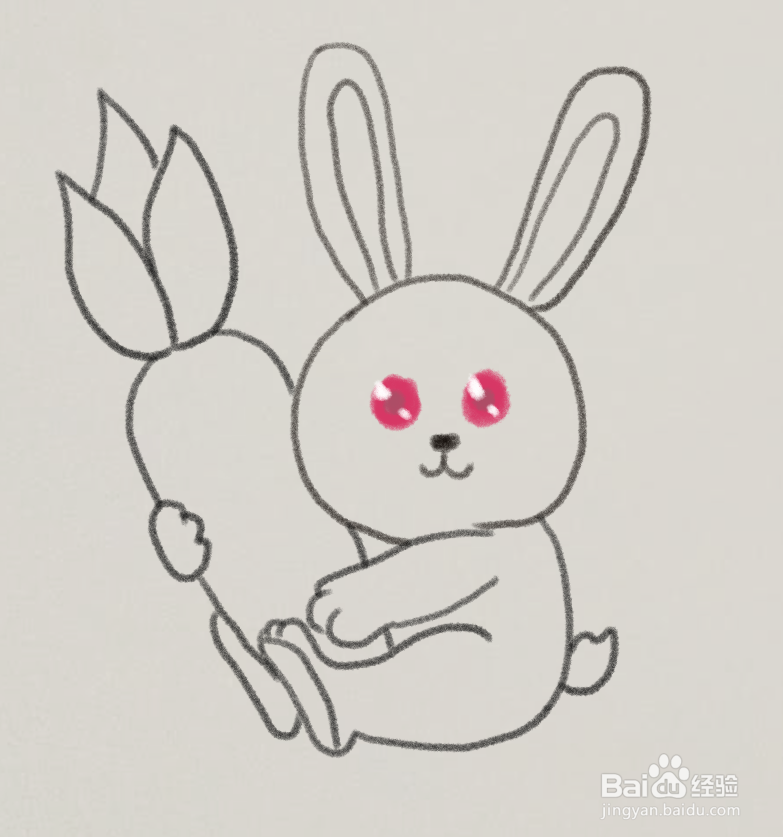 抱萝卜的兔子怎么画