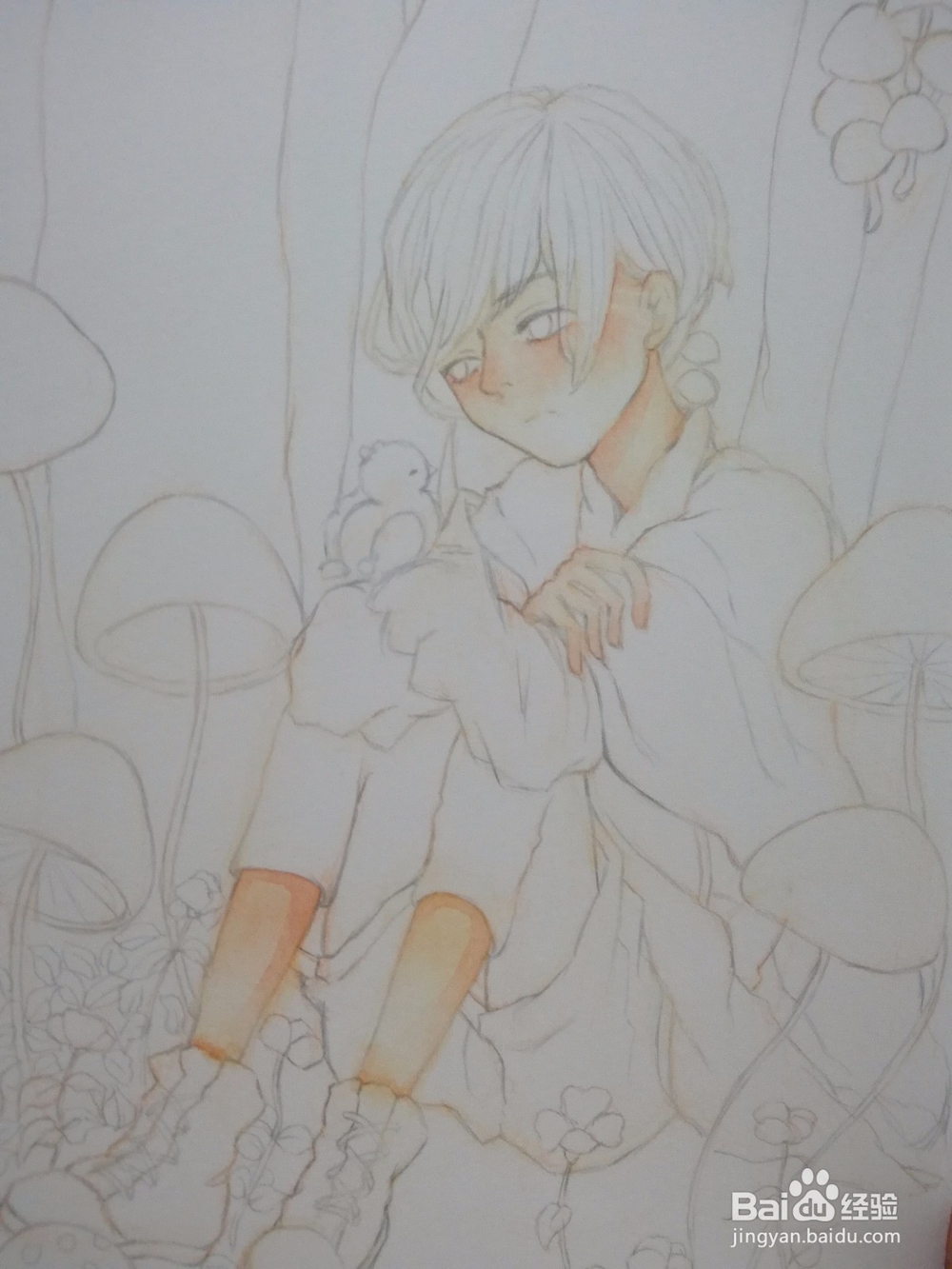 《蘑菇少年》水彩插画人物上色教程
