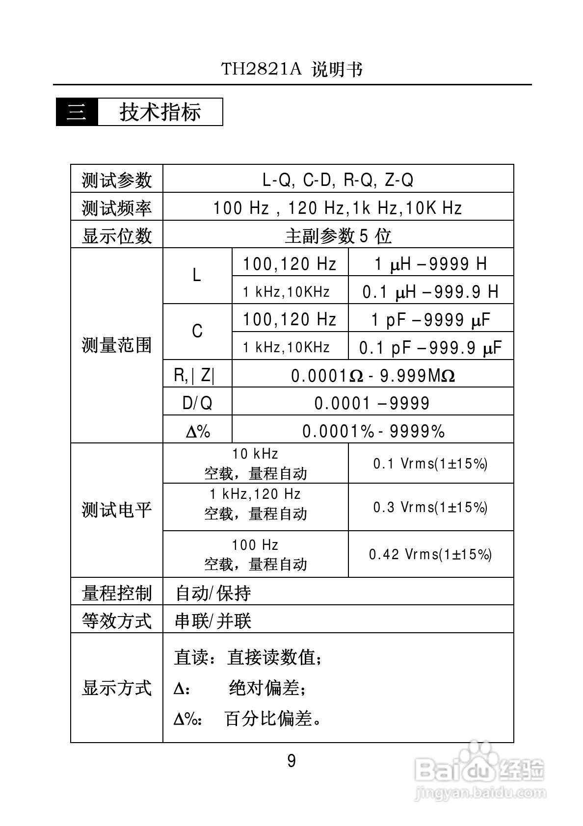 锦流源电子TH2821A手持电桥说明书:[1]