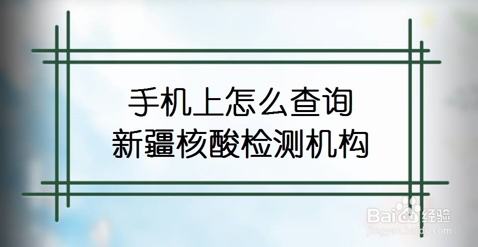 手机上怎么查询新疆核酸检测机构