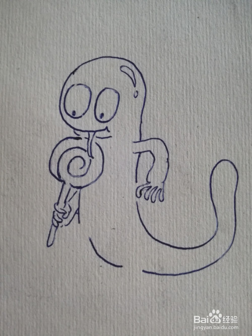 怎么画吃棒棒糖的卡通娃娃鱼