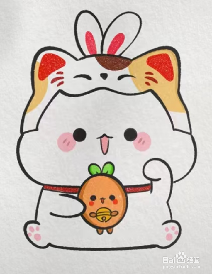 元旦的小兔子怎么画