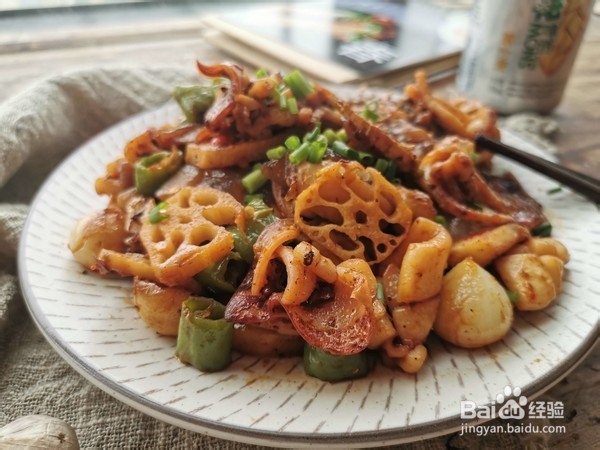香辣味的爆炒鱿鱼