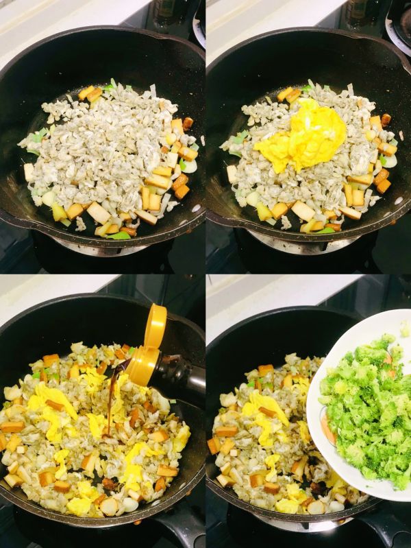 西蓝花豆干炒槐花麦饭