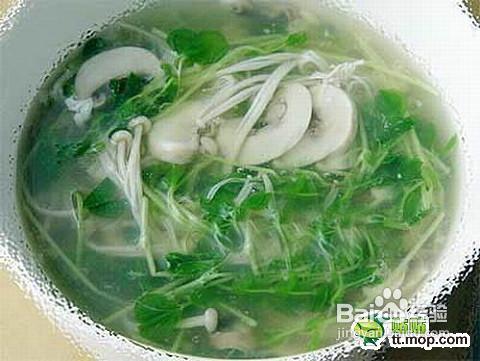 豆苗蘑菇汤的做法