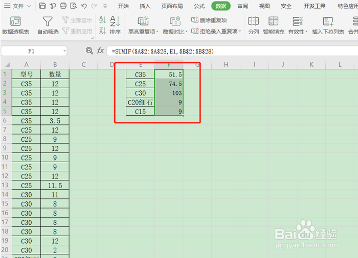 Excel中重复项求和的方法