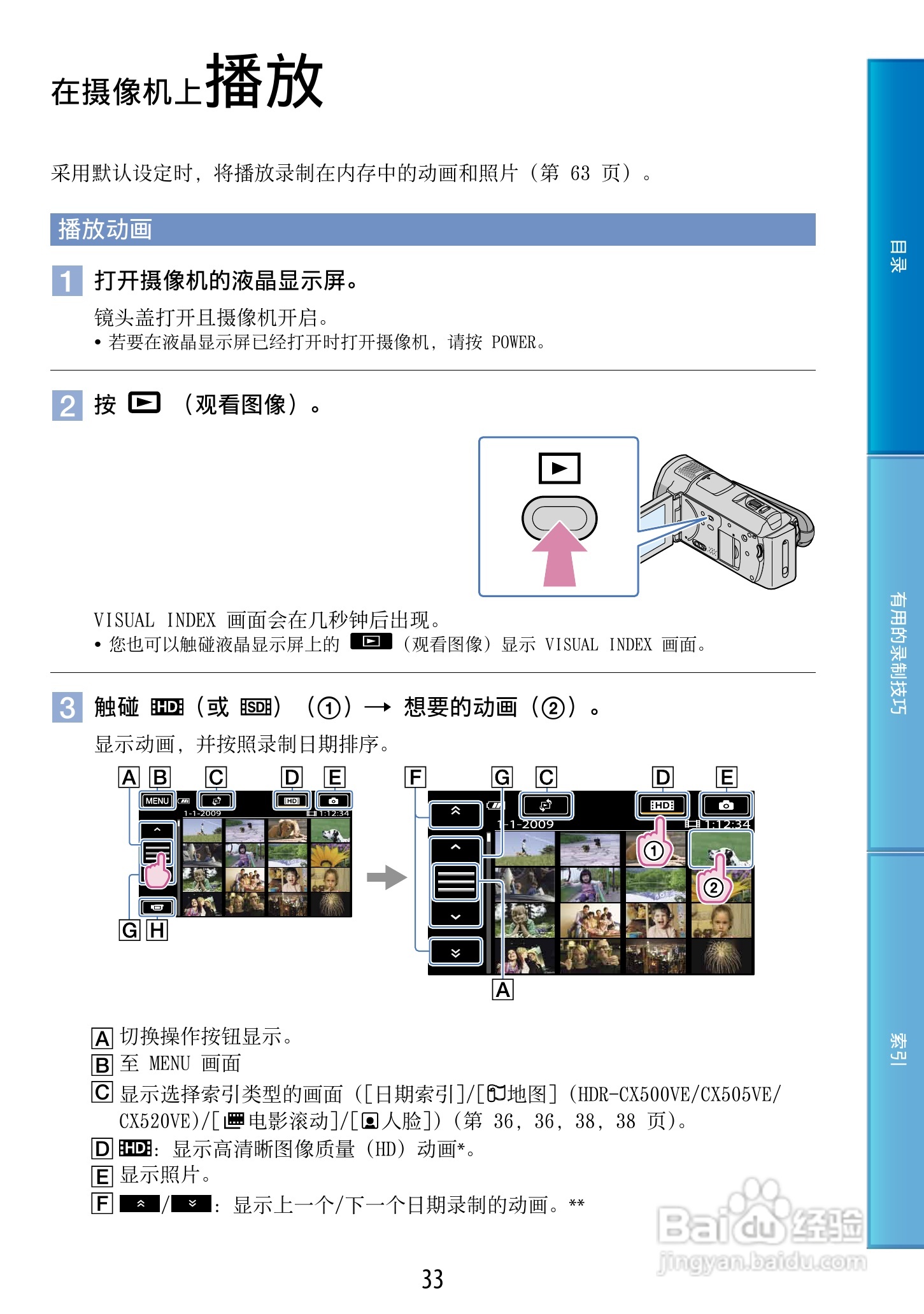 索尼HDR-CX500E 数码摄像机使用说明书:[4]
