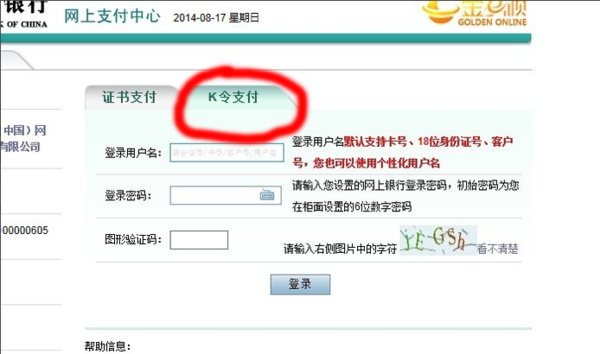 中国农业银行k令支付怎么用