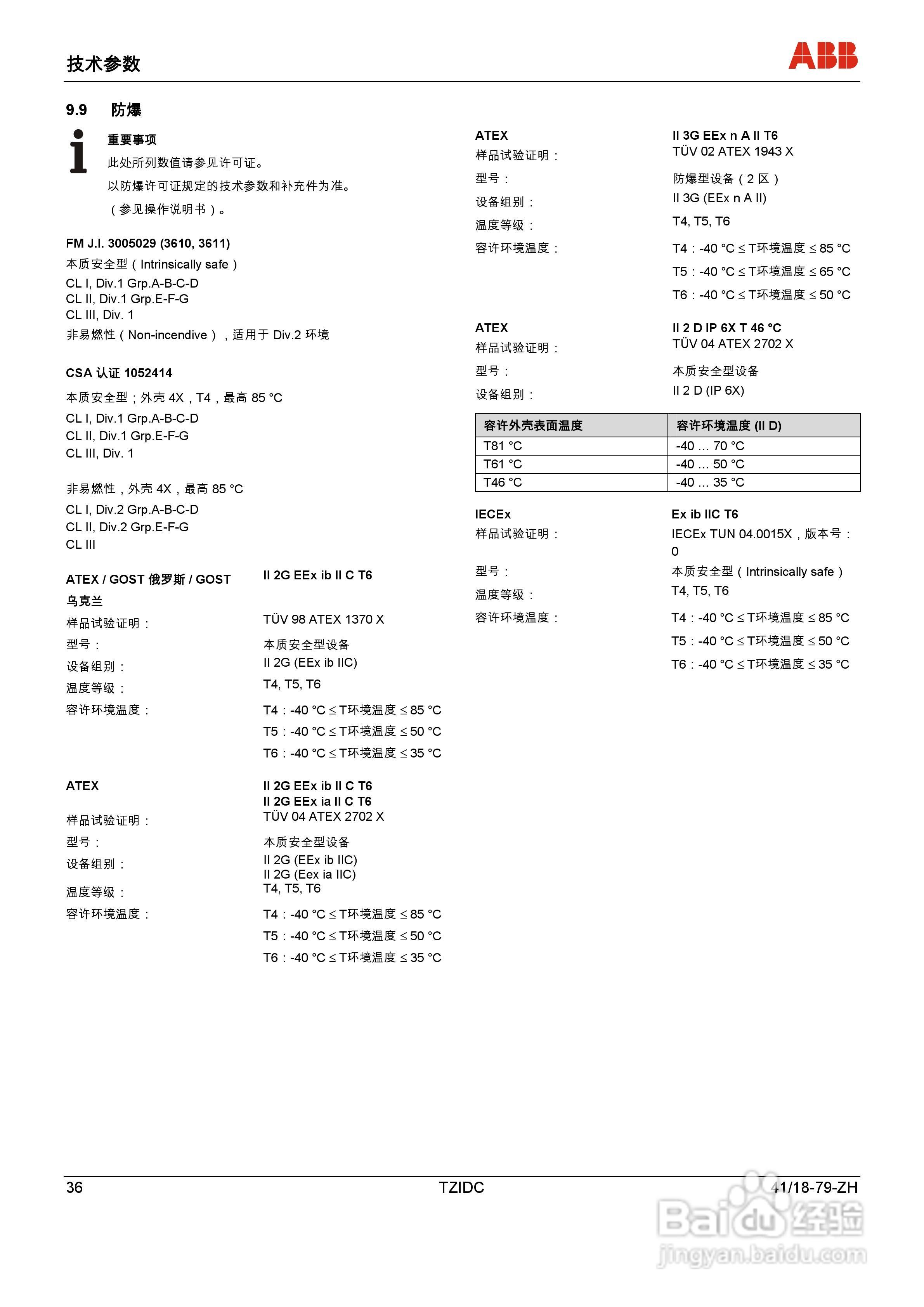 ABB 电气阀门定位器 TZIDC操作说明书:[4]