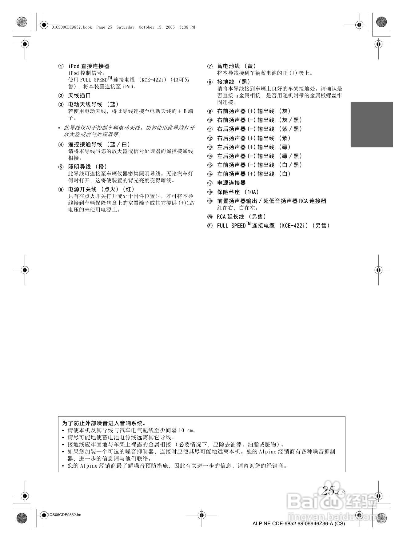 阿尔派CDE-9852型接收机说明书:[2]