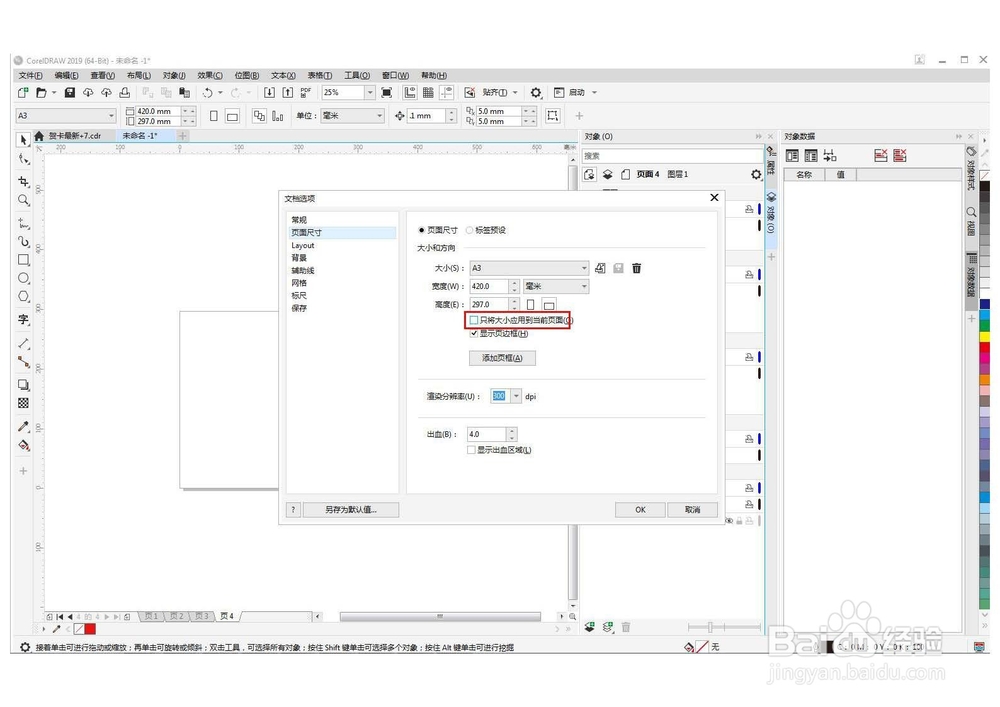 CorelDRAW 2019页面大小应用到当前页