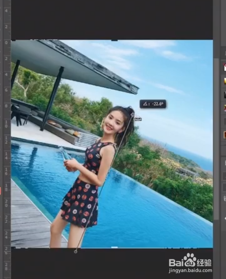 PS如何摆正倾斜的照片