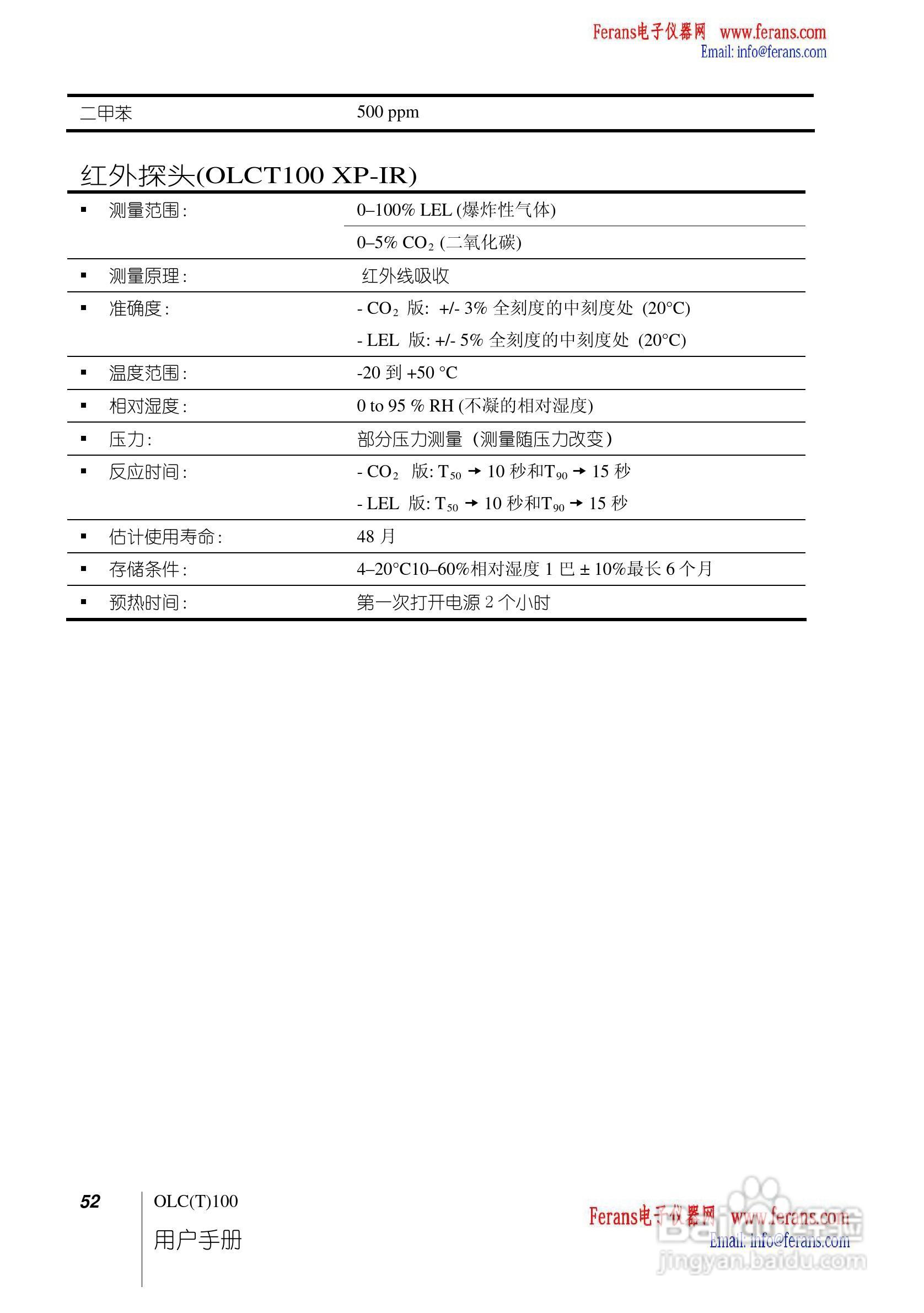 奥德姆OLCT100固定式气体检测仪说明书:[6]