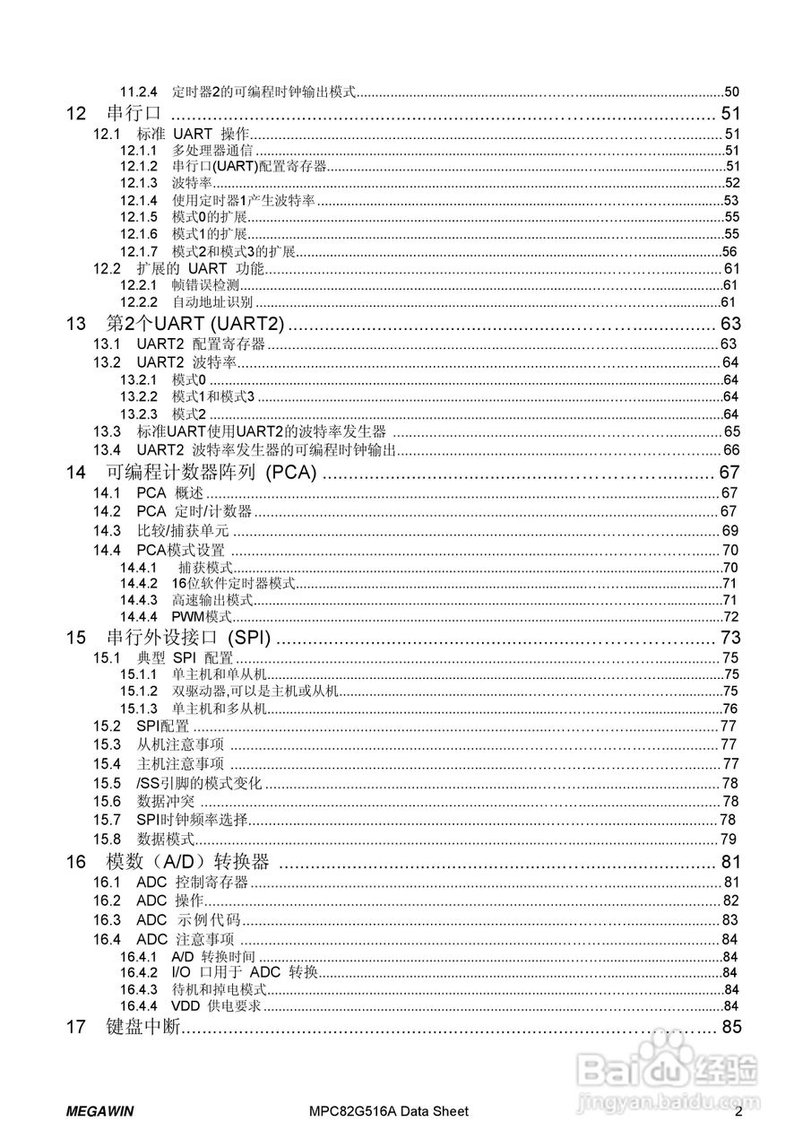 Megawin MPC82G516A 8 位微处理器用户手册:[1]