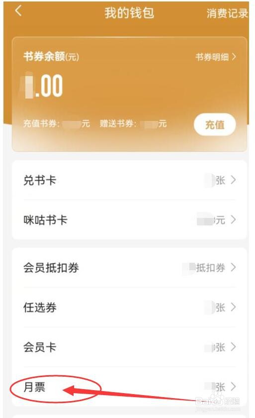 怎样查看咪咕阅读月票详情?