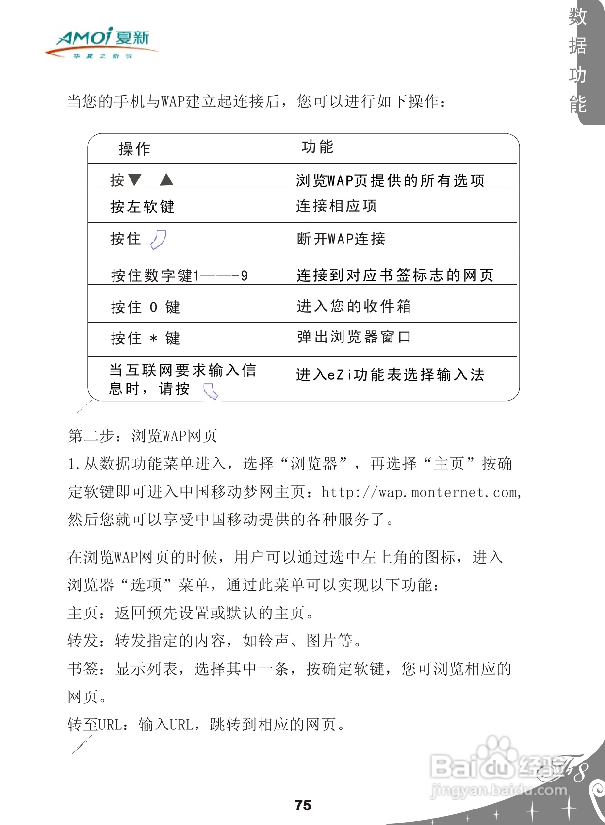 夏新F8手机使用说明书:[8]