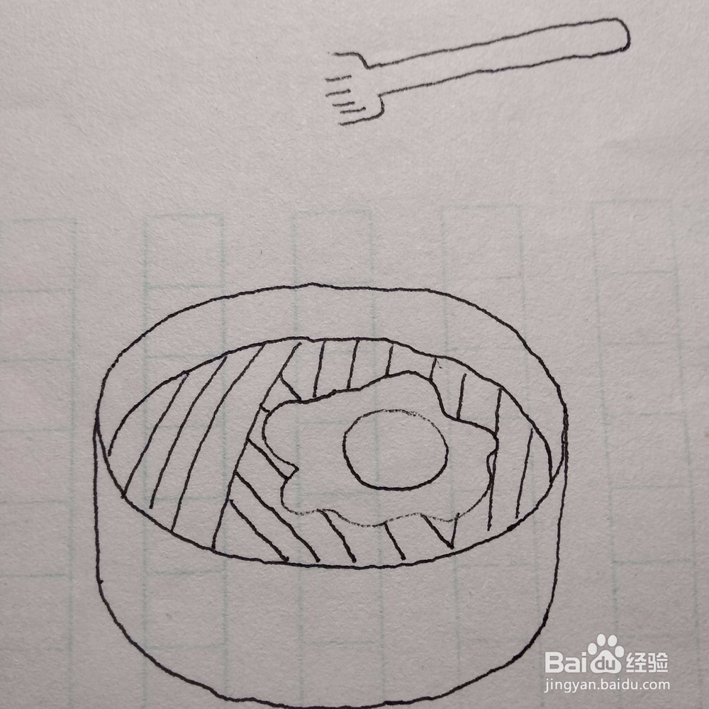 怎么画一碗热乎乎的鸡蛋煮泡面卡通儿童简笔画？
