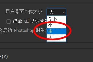 ps用戶界面字體大小如何設置為中