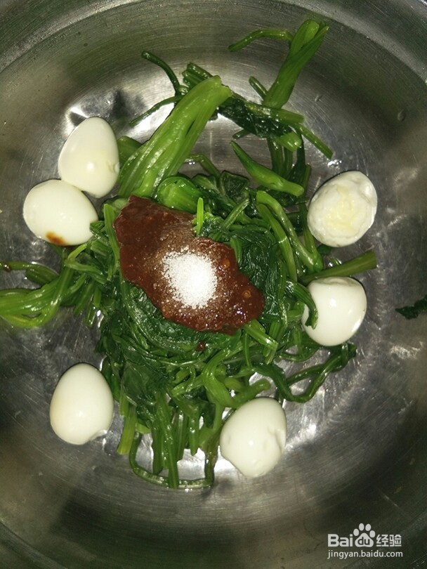 凉拌菠菜鹌鹑蛋