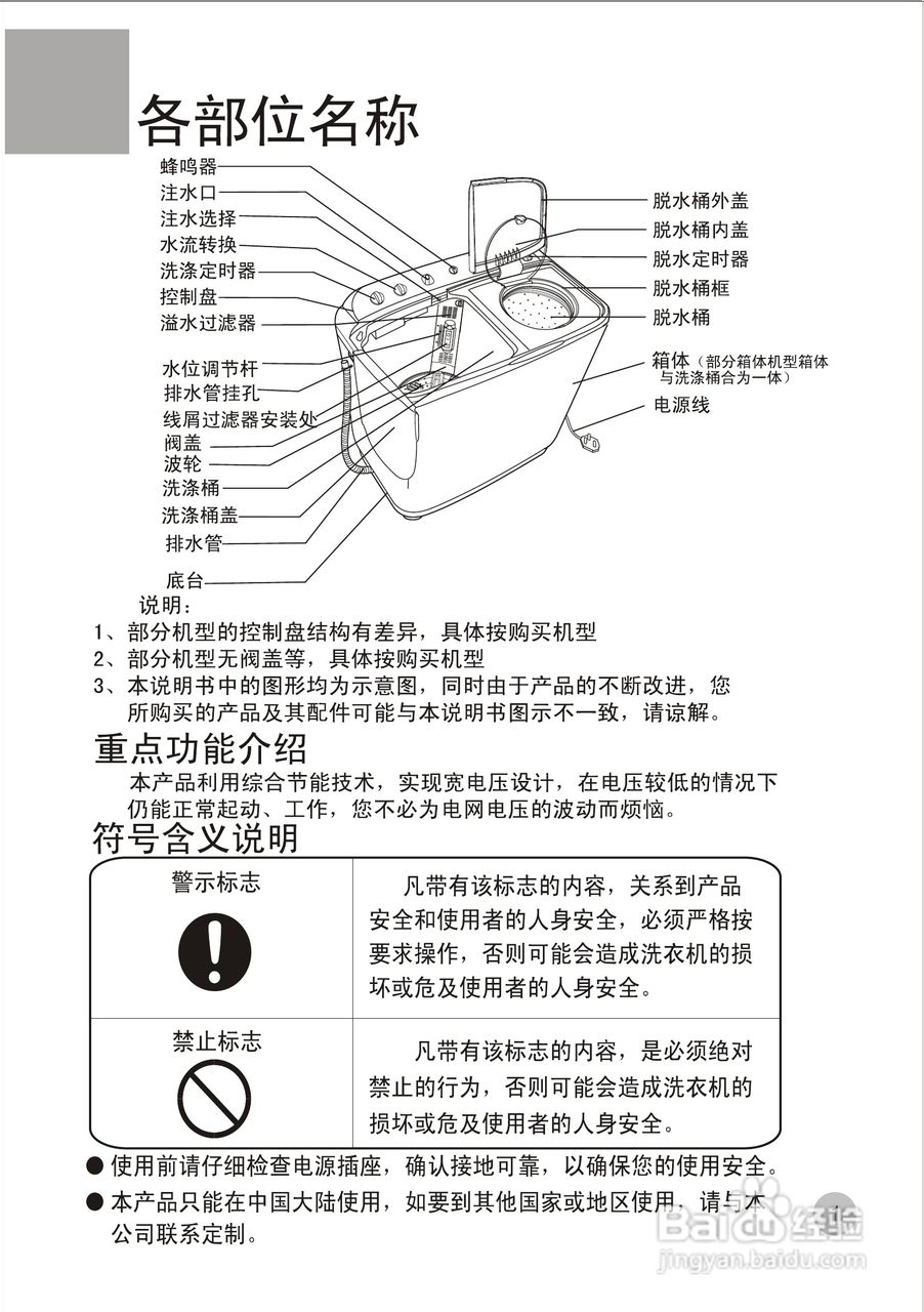 海尔双桶洗衣机XPB70-123型使用说明书