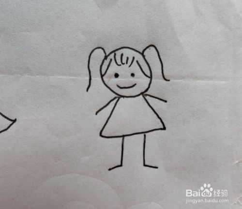 用简笔画怎么为学生画一个站着的小女孩?