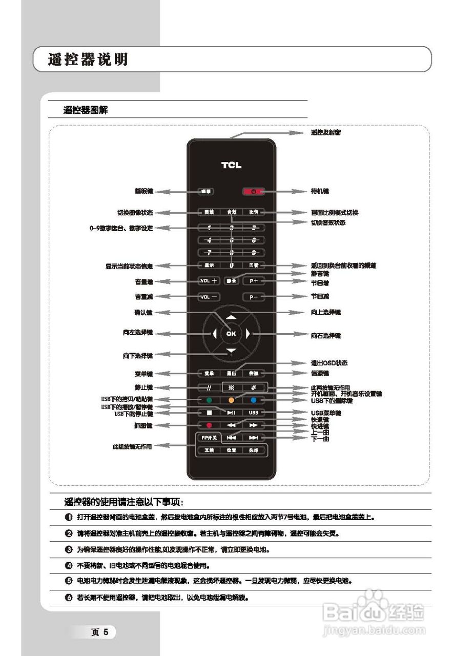 tcl遥控器 说明书图片